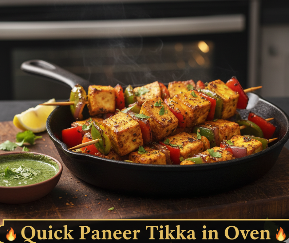 Quick Paneer Tikka in Oven