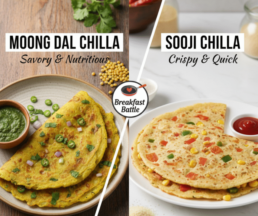 Moong Dal Chilla vs Sooji Chilla