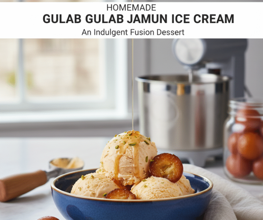 Homemade Gulab Jamun Ice Cream