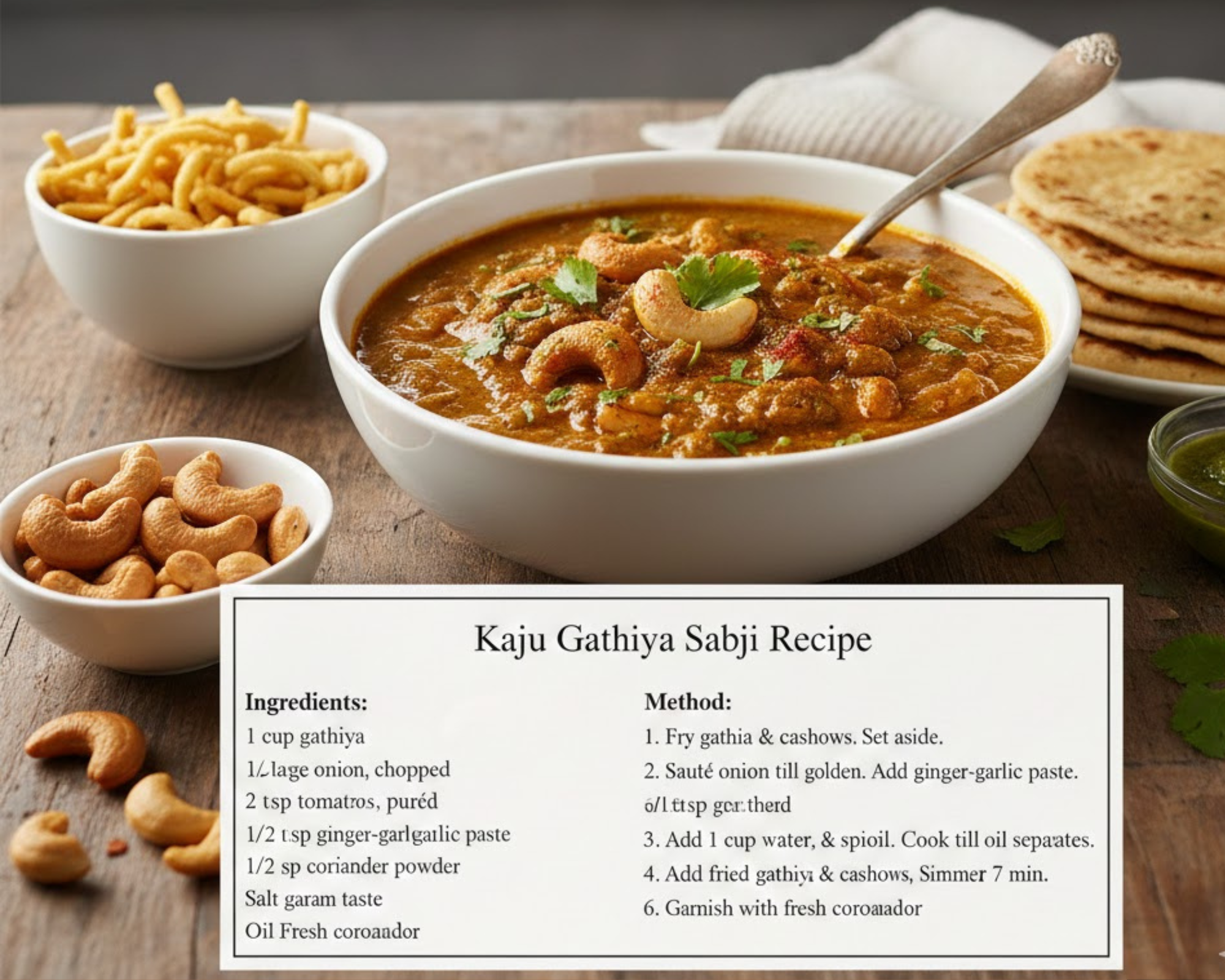 Kaju Gathiya Sabji Recipe