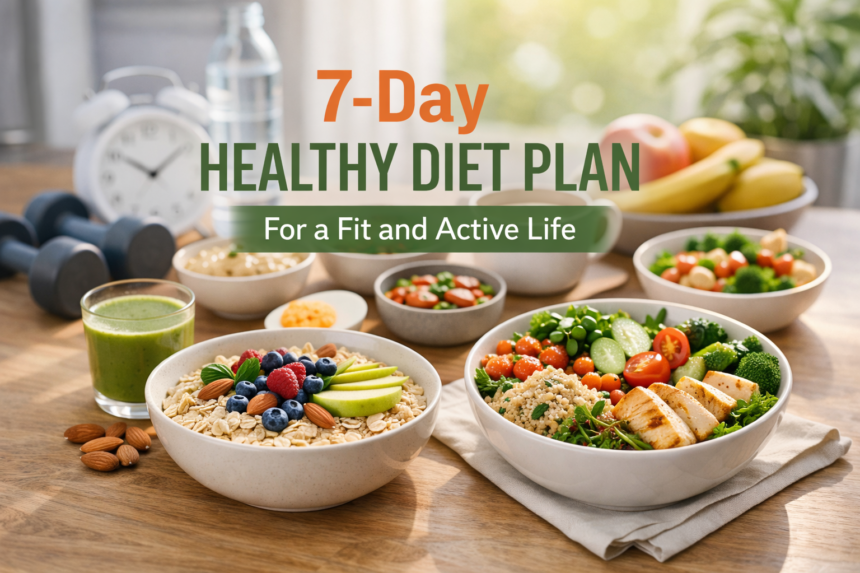 7-day healthy diet plan for a fit and active lifestyle with balanced meals