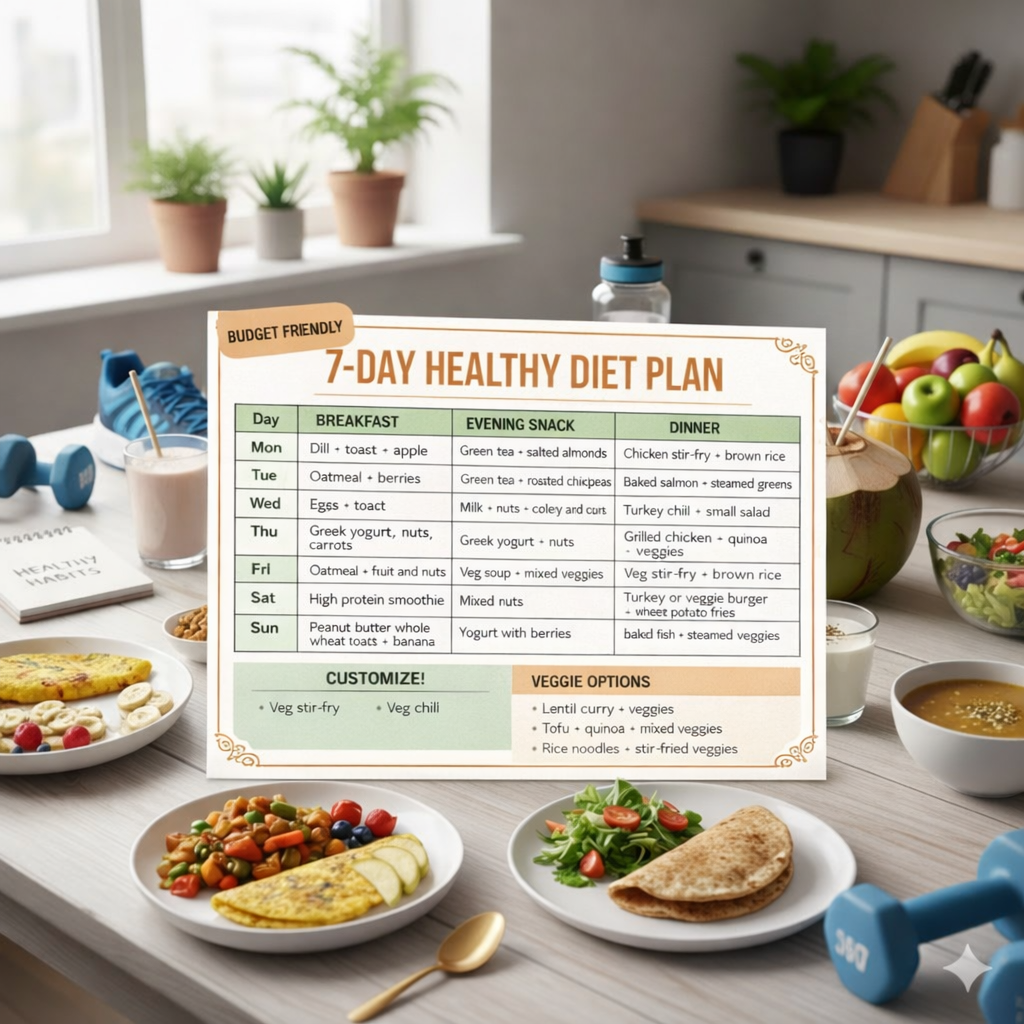 7-Day Healthy Diet Plan (Complete Table)