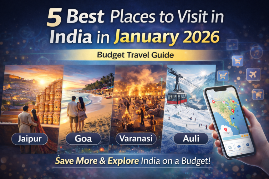 Best winter travel destinations in India 2026: Jaipur, Goa, Varanasi, Auli, and Pondicherry budget trip guide.