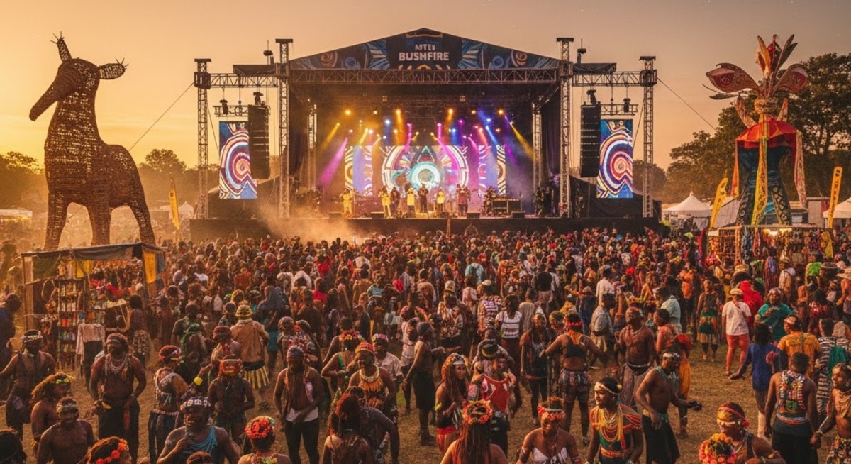 Vibrant crowd and stage performance at the MTN Bushfire Festival Eswatini 2026